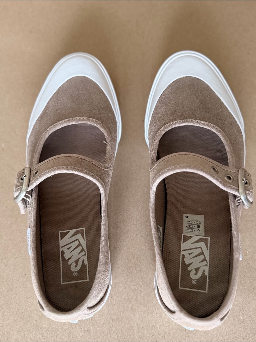Vans Women's Beige Mary Jane Sneakers with White Toecap
